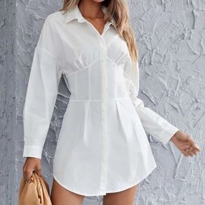 Shein Binding Detailing Fit & Flare Shirt Dress